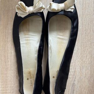 Kate Spade Black Satin Flats w/ Bows – 9.5